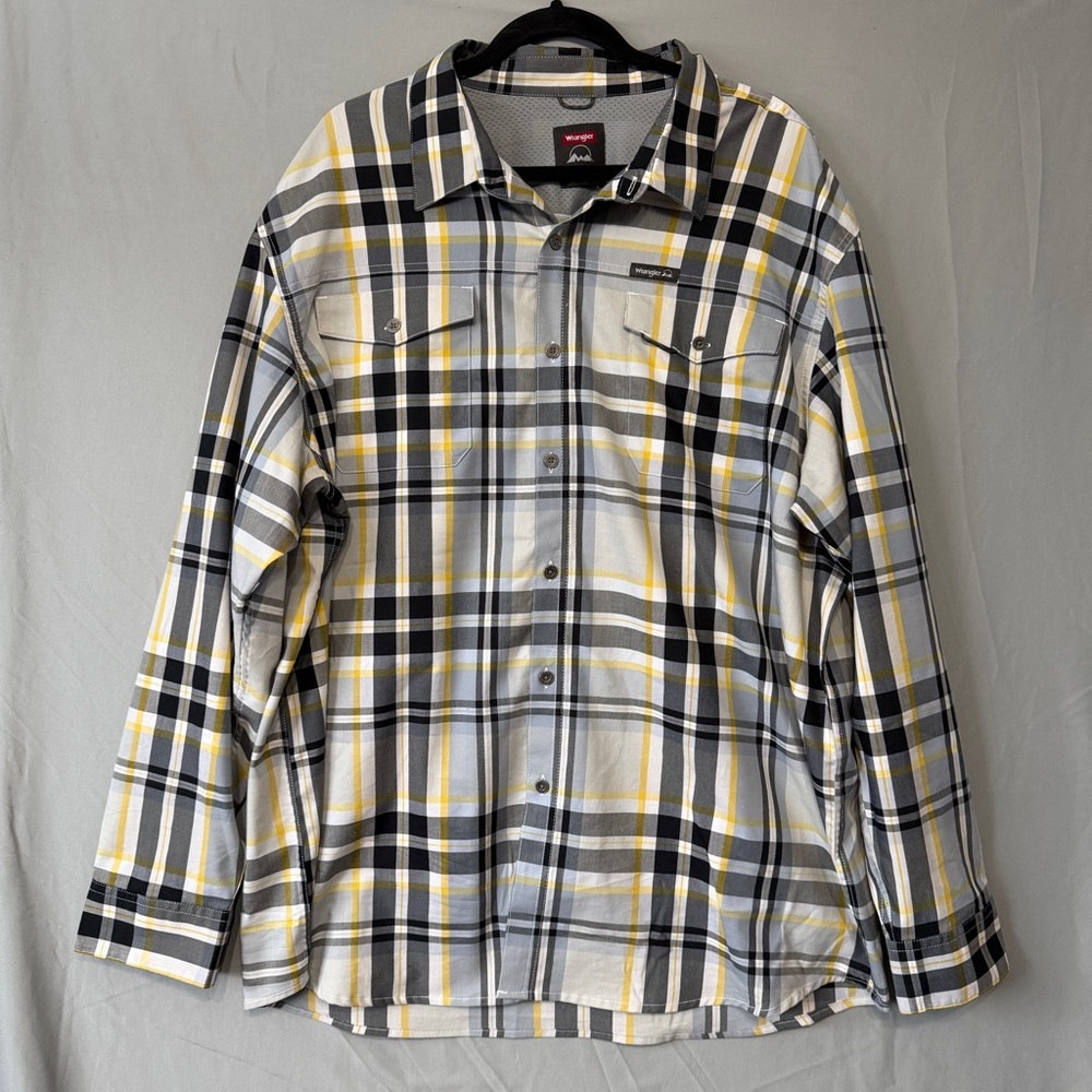 Wrangler Mens Plaid Button Up Shirt Size 2XL Formal Office Career Business Work